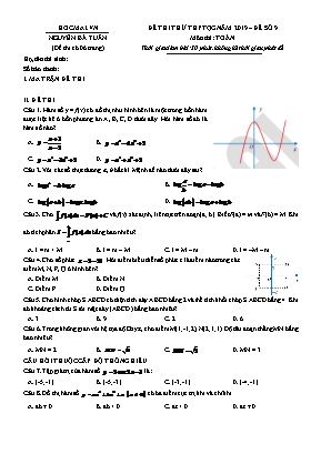 Đề thi thử THPT Quốc gia môn Toán năm 2019 - Đề 9 - Nguyễn Bá Tuấn (Có đáp án)